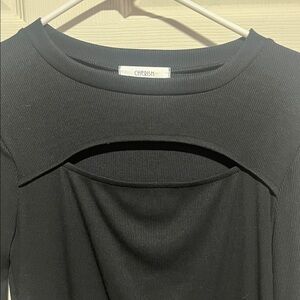 Cherish Elegant Black Cutout Blouse